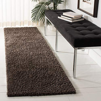 SAFAVIEH August Shag Collection Runner Rug - 2'3" x 6', Brown, Solid Design, Non-Shedding & Easy Care, 1.2-inch Thick Ideal for High Traffic Areas in Living Room, Bedroom (AUG900T) - color: Brown, size: 2'3" x 6' (Runner)