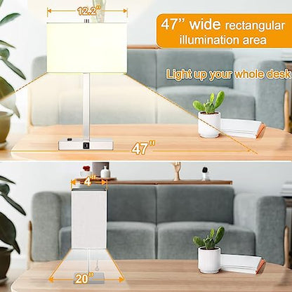 21" Touch Bedside lamps with 2 USB & AC Outlets, 3-Way Dimmable Bedside Table Lamps Set of 2 for Bedroom Living Room Office Reading, White Shade Lamps for Night Stands, 3000K LED Bulbs Included - color: (2 pack)White Cream Linen & Brushed Nickel(Base)-300