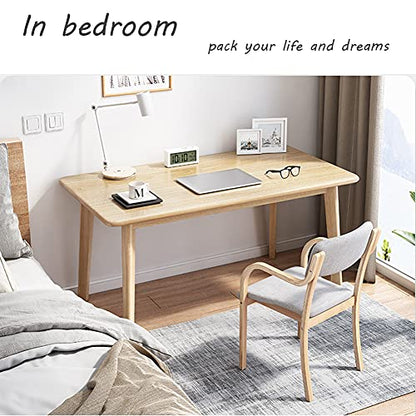 IOTXY Simple Wooden Writing Desk - Modern Minimalist Style PC Laptop Computer Workbench with Solid Wood Legs, 39" W Home Office Work Table for TV Stand Music Video Live Broadcast Workstation, Walnut | Nordic Minimalist Style, MDF Tabletop, Solid Wood Legs