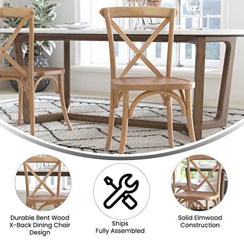 Merrick Lane Bardstown X-Back Bistro Style Wooden Dining Chair for Kitchens and Dining Rooms, High-Back Wood Stackable Kitchen Chair, Medium with White Grain - color: White Grain