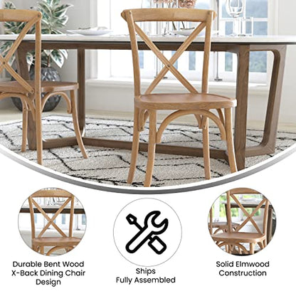 Merrick Lane Bardstown X-Back Bistro Style Wooden Dining Chair for Kitchens and Dining Rooms, High-Back Wood Stackable Kitchen Chair, Medium with White Grain - color: White Grain