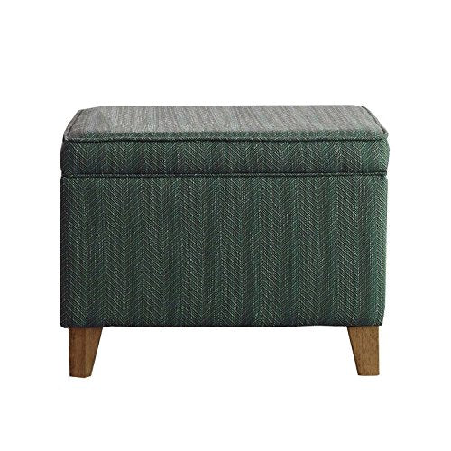HomePop 24" Medium Square Storage Ottoman - Teal - color: Blue Chevron