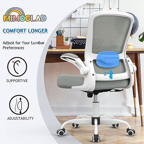 Mimoglad Ergonomic High Back Mesh Office Chair, Adjustable Lumbar Support, Thickened Seat Cushion (Modern, Moon Gray) - color: Moon Gray
