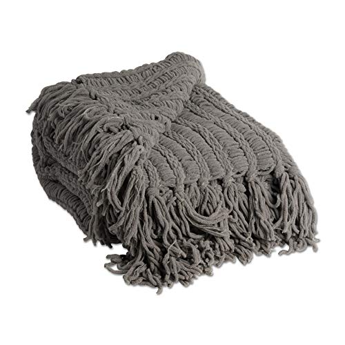 J & M Home Fashions Chenille Luxury Thick Woven Throw with Fringe, Gray - color: Gray