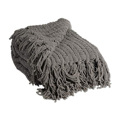 J & M Home Fashions Chenille Luxury Thick Woven Throw with Fringe, Gray - color: Gray