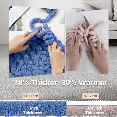 Cozyful Chunky Yarn for Hand Knitting - #10 Chunky Chenille Yarn, Jumbo Big Thick Chunky Yarns for Crocheting, Super Bulky Chunky Knit Blanket Yarns, 8 Skein (22 yds 8 oz Each Skein), Country Blue - color: Country Blue