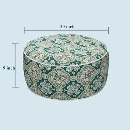 FUNHOME Inflatable Stool Ottoman Footrest with Handle D20 xH9-Green Medal | Indoor Outdoor Footrest Seat, Water-Repellent, Footstool Pouf for Home Patio Garden and Camping Use - color: Green Medal