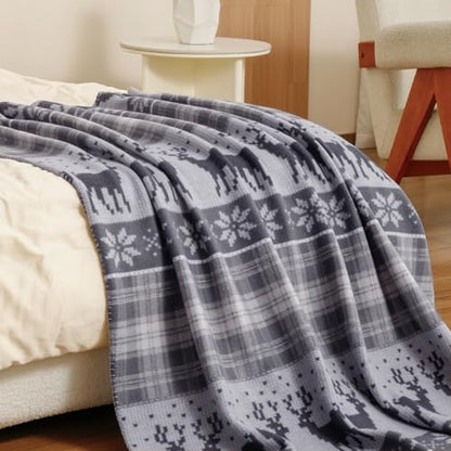 CAI TENG Fleece Blanket 6 Pack 50 X 60 Inch Christmas Blankets Throw Grey | Brarthable Lightweight Blankets Bulk Printed Soft Small Christmas Decoration Home Printed Blankets - color: Christmas Grey