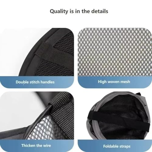Collapsible Mesh Laundry Hamper, Foldable Dirty Clothes Basket with Handles, 14x14x23 Inch, Large (grey) - color: grey