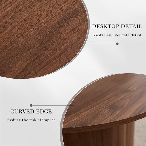 Round Nesting Coffee Table Set of 2 Mid Century Modern Wood Round Coffee Tables with Flexible Small Boho Circle Side Table for Space Saving Living Room Comedor Home Office Bedroom(Brown) - color: 2pcs Brown
