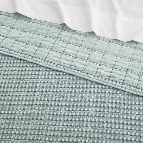 Levtex Home Mills Waffle Twin Bedspread Set (84x104in) with 1 Pillow Sham (26x20in) - Spa - Cotton Waffle Twin Size Bedspread Set - Lightweight, Soft, Pre-Washed - color: Spa, size: Twin Bedspread