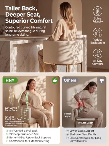 HNY Modern Counter Height Linen Cream Fabric Upholstered Counter Stool Set of 2, 24 Inch Kitchen Island Stool with Gold Metal Frame - color: 24inch Cream,gold Base