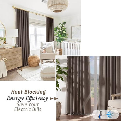 63 Inch Length Dark Chocolate Brown Linen Blackout Curtains for Bedroom, Thermal Insulated Black Out Back Tab Rod Pocket Drapes 63 Inches Long 2 Panels Set - color: Dark Brown, size: 50"W x 63"L (Pack of 2)