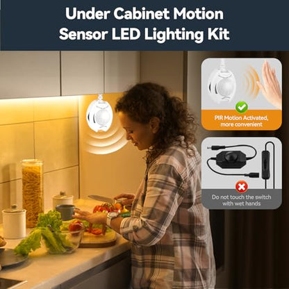 Dual Motion Sensor LED Light Strip 19.7ft Warm White for Stairs Bed Indoor | Motion Activated LED Strip Lights,Two-End Sensors,12v Dimmable Auto On/Off Night Lighting for Hallway Bedroom Cabinet Kitchen - size: 19.7ft--Two Motion Sensors