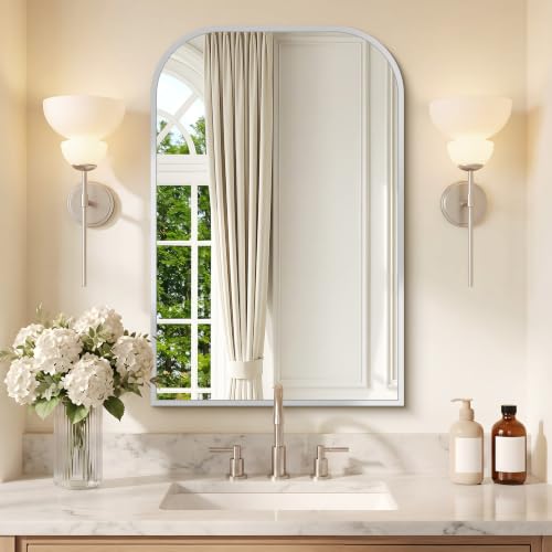 COFENY Bathroom Mirror, 16x24 inch Silver Rectangle Wall Mounted Mirror with Thin Frame, Bathroom Vanity Mirrors for Over Sink, Entryway, Living Room, Bedroom - color: Silver, size: 24"L x 16"W