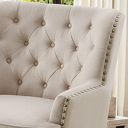 Rosevara Atlas Accent Chairs for Living Room & Bedroom, Velvet Beige - color: Velvet Beige