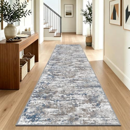 Hallway Runner Rug 3x8 Textured Non Slip Carpet Runner, Abstract Multi | Machine Washable Wide Runner Rug with Silicone Backing; Stain-Resistant Surface for Hallways, Kitchens and High-Traffic Areas - color: Abstract-multi, size: 3' x 8' (Runner)