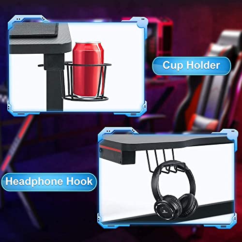 Dkelincs 47 Inch Gaming Desk T-Shaped Computer Desk PC Computer Table Home Office Desk Ergonomic Gamer Workstation with Headphone Hook and Cup Holder, Red - color: Red, size: 47.2 Inch