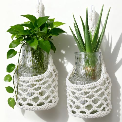 Macrame Wall Plant Hanger, Hanging Planter Basket Holder, Wall Planters for Indoor Plants, for Up to 6 Inch Pot (Ivory, 6-Inch) - color: Ivory, size: 6-Inch
