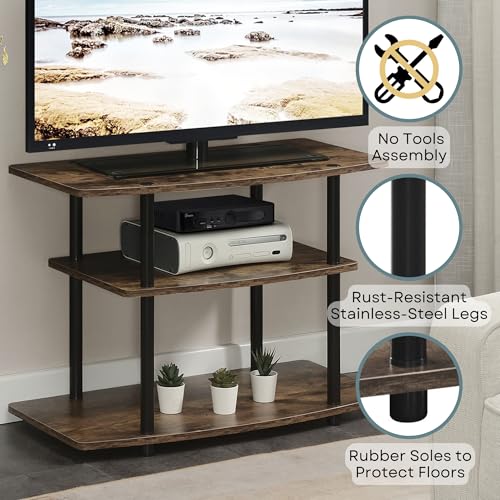 Convenience Concepts Designs2Go No Tools 3-Tier TV Stand 31.5" - Entertainment Center for TVs up to 37 Inches, Modern TV Console with Shelves for Living Room, Family Room, Barnwood/Black - color: Barnwood/Black