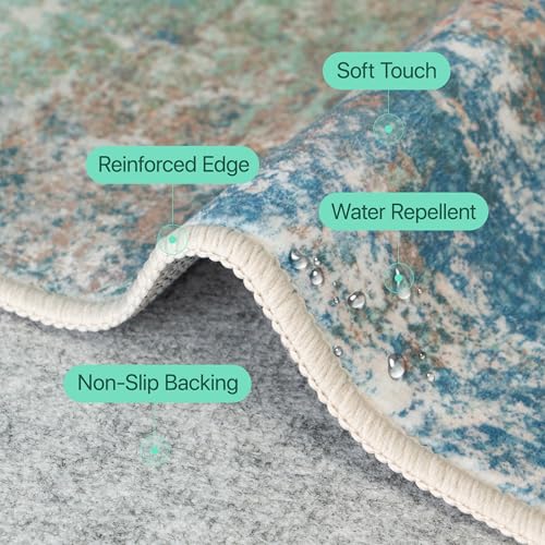 BEIMO Area Rugs 10x14 for Living Room, Blue Green Washable Abstract Rug | Modern Abstract Rug Soft Low Pile Non Slip Bedroom Dining Room Office Large Carpet, Easy Care Vacuum Friendly - color: Aquamarine/Blue Green, size: 10' x 14' (Rectangular)