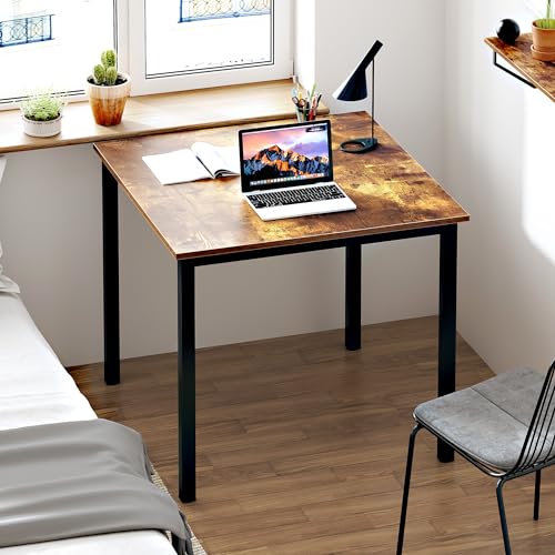 Need Small Square Dining Table- 31-1/2'' Sturdy and Heavy Duty Writing Desk for Small Spaces and Writing Table Desk Breakroom Table, Rustic Brown | Black Frame Sturdy and Heavy Duty Writing Desk for Small Spaces, Sturdy Writing Table for Home Office or St