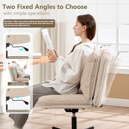 Fizzin Cross Cross Chair Memory Foam Armless with Wheels Home Office Beige - color: Beige