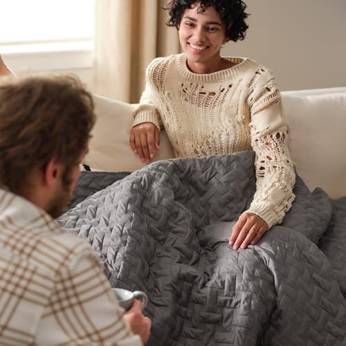 Bedsure Oversized King Quilts - Lightweight Bedspreads Oversized King Size with Basket Weave Pattern, Soft Quilt Bedding Set, Grey Comforter Set Coverlet 2 Pillow Shams (120" x 120") - color: 01 - Grey, size: Oversized King (120" X 120")