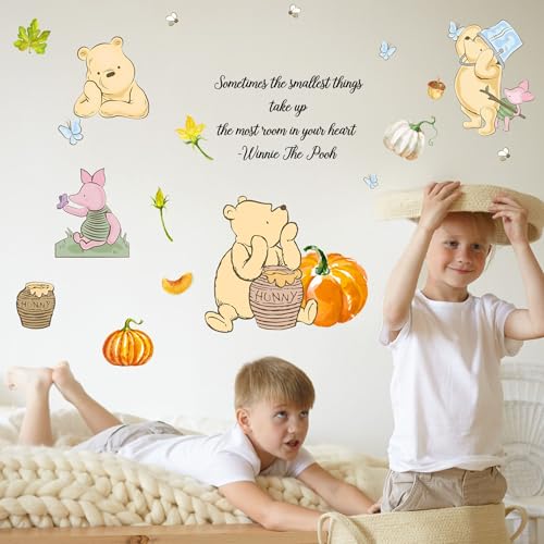 Winnie Wall Stickers for Kids, The Pooh Stickers for Children Room, Winnie Inspirational Wall Decor, The Pooh Removable Stickers for Thanksgiving Nursery Bedroom Living Room Playroom Wall Decoration - style: Winnie 02