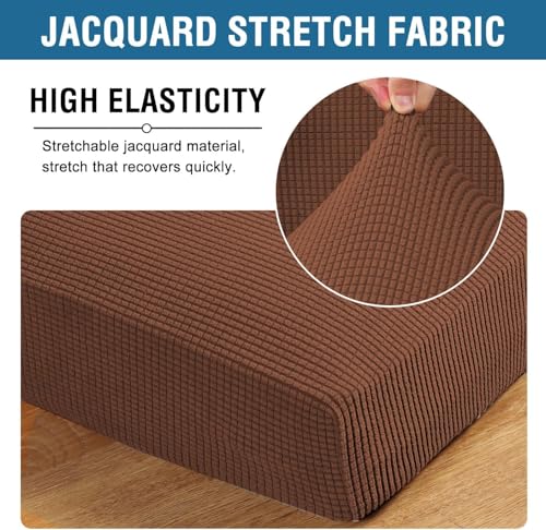 H.VERSAILTEX Super Stretch Individual Seat Cushion Covers Sofa Covers Couch Cushion Covers Slipcover Sets Thick Jacquard Textured Twill Fabric (1 Piece Sofa Cushion Cover, Caramel) - color: Caramel, size: 1 Cushion Sofa
