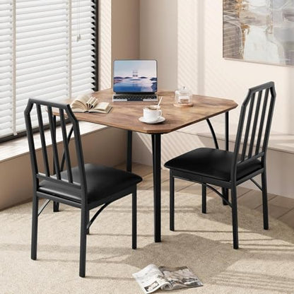IDEALHOUSE Dining Table Set for 2, Kitchen Table Set of 2 with Upholstered Cushion Chairs, Dining Room Table Set with Kitchen Chairs, Easy to Assemble, Suitable for Apartment - (Rustic Brown) - size: 1* Table + 2* Chairs (Rustic Brown)