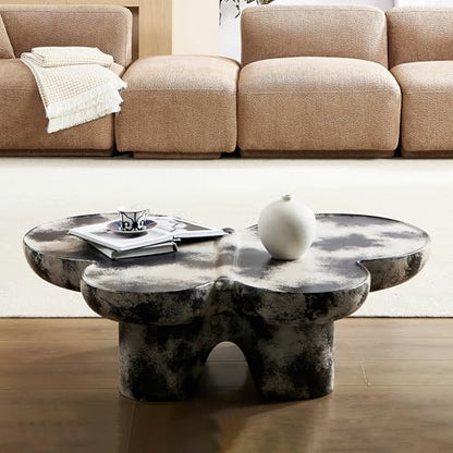 Modern Fiberglass Butterfly Coffee Table, Black and White Artistic Center Table, Sculptural Accent Cocktail Table for Living Room, Durable Contemporary Furniture(47''Grey+Black) - color: 47''grey+black