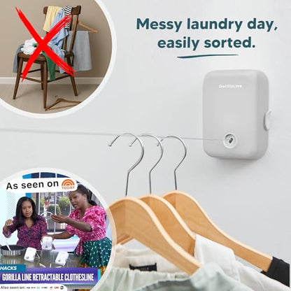 Retractable Clothesline Indoor Outdoor Clothes Line - Heavy Duty Clothes Drying Laundry Line - Wall Mounted Drying Rack - Air Dry Clothing - style: Light Gray