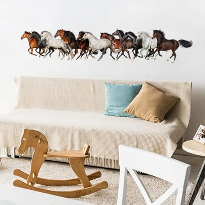 Removable Running Horse Wall Decal 48" × 9" Vinyl Horse Wall Art Stickers for Living Room Bedroom Classroom Office Decor - style: Horse