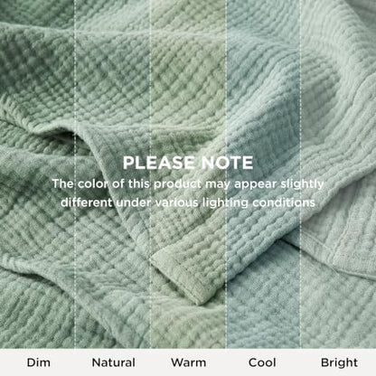 Bedsure 100% Cotton Muslin Blanket King Size for Bed - 4-Layer Breathable and Lightweight Thin Soft Summer Gauze Muslin Blanket for Adults, Sage Green, 108x90 Inches | Lightweight Breathable Summer Gauze Muslin Blanket for Adults, Soft Thin Bedspread Cove