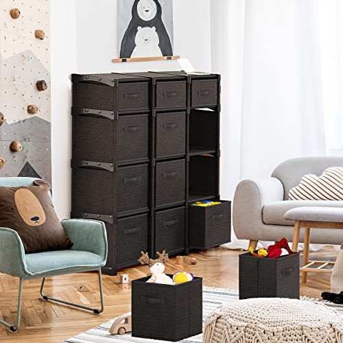 12 Cube Storage Organizer, Black Storage Cubes Organizer Shelves, Sturdy Cubbies Storage Shelves with Cube Storage Organizer Bins, DIY Cube Shelf Organizer for Bedroom, Playroom, Office, & Dorm, Black - color: Black, size: 12 - Cube Organizer