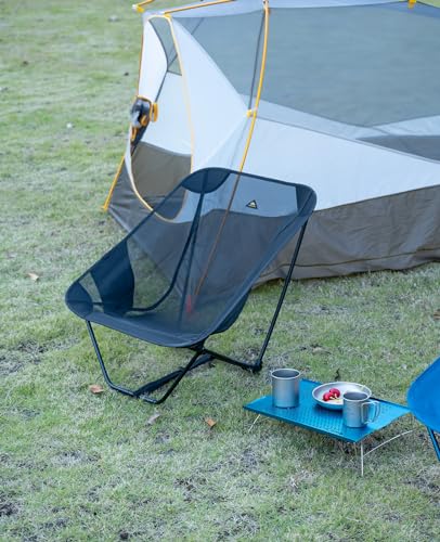 Low Ultralight Compact Folding Chair (Black Mesh) | with Side Pocket and Carry Bag, for Camping Backpacking Hiking - color: Black Mesh