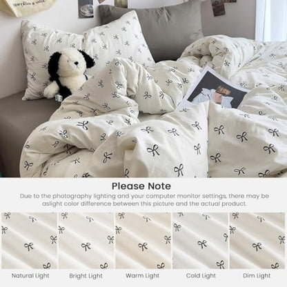 Duvet Cover Queen Size Black Bow Duvet Cover Set | Black Bow Duvet Cover Set, Washable Lightweight Microfiber, Zipper Closure, Includes 2 Pillowcases - color: Black Bow, size: Queen(No Comforter)