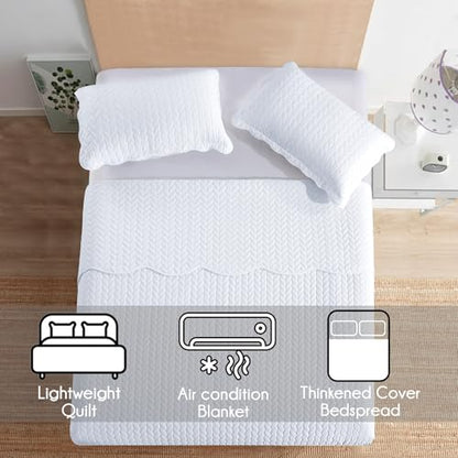 MOONLIGHT20015 Twin Quilt Bedding Set (68” x 86”) - Bulk Pack of 10 Wholesale for Hotels, Guest Bedroom & Airbnbs - Lightweight Microfiber Reversible Embossed Quilts Bedspreads (White) - color: White, size: Twin (10 Pack)