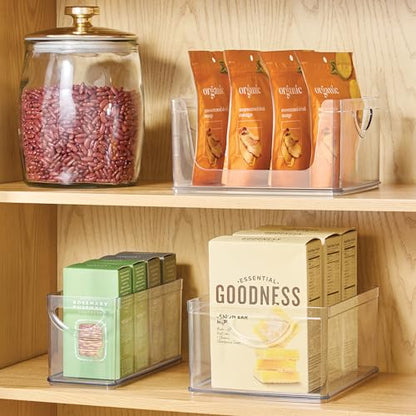 iDesign Plastic Stackable Kitchen Cabinet Storage Bin with Handles - Clear Pantry Organizer Medium (Pack of 4) - size: Medium (Pack of 4), style: Pack of 1