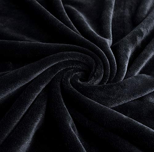 TASTHROW Large Flannel Fleece Throw Blanket, 50×70 Inch - Black | Cozy Lightweight Thick Blanket - All Seasons Suitable for Women, Men and Kids - color: Black, size: 50"x70"