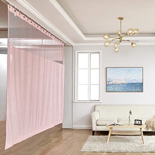 TWOPAGES 8ft Wide x 7ft Tall Flame Retardant Divider Curtains Privacy Cubicle Curtain with Grommet Top (1 Panel,Pink) - color: Pink, size: 96"W x 96"L (Pack of 1)