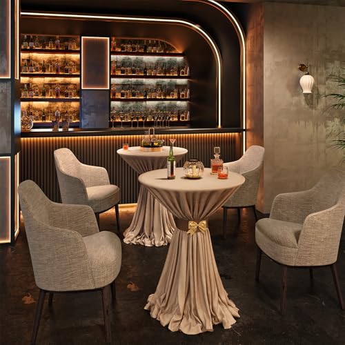 HOOBRO Bar Table, Height-Adjustable Round Pub Table 27-35.4 Inches with Sturdy Base, Modern Style, Easy to Assemble, Suitable for Small Space, White BW58BT01G1 - color: White