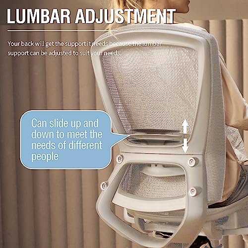 Mesh Office Chair,Ergonomic Computer Desk Chair,Sturdy Task Chair- Adjustable Lumbar Support & Armrests,Tilt Function,Comfort Wide Seat,Swivel Home Office Chair (Grey Frame Grey Mesh) - color: Grey Frame Grey Mesh