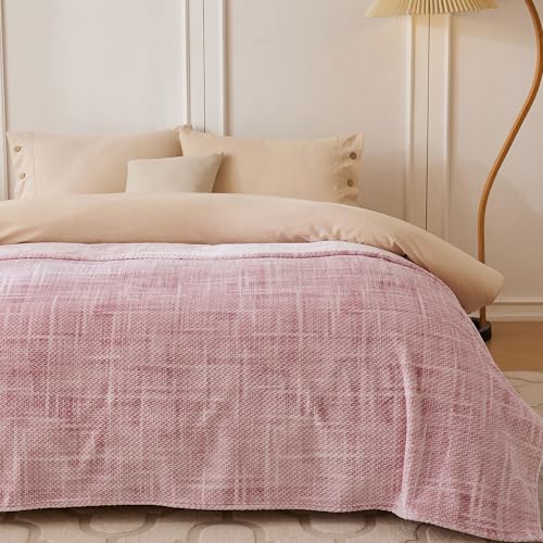COOVA Fleece Bed Blanket Twin Size, Super Soft and Cozy 3D Jacquard Warm Blankets, Lightweight and Fuzzy Throw for Couch, Sofa, Chair, Giftable (Light Pink, 60"x80") - color: Graphite Light Pink, size: 60"x80"