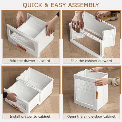 VECELO 3-Tier Narrow Bathroom Storage Cabinet with Drawer, Movable Wheels, Adjustable Shelves, Anti-Tip, Slim, for Small Space, Kitchen, Laundry, White - size: 1 Drawer