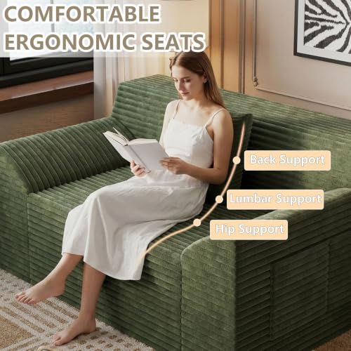42" Boneless Oversized Chair with Side Pocket, Sofa Small Single Couch in a Box, Deep Seating Boneless Chair for Bedroom Living Room Office Apartment, No Assembly, Green - color: Green, size: 42'' Style 4