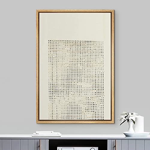 Framed Canvas Print Wall Art Distressed Tan Grunge Geometric Pattern Abstract Shapes Illustrations Modern Art Contemporary Relax/Calm for Living Room, Bedroom, Office - 16"x24" Natural - color: A03-03-m08, size: 24"L x 16"W