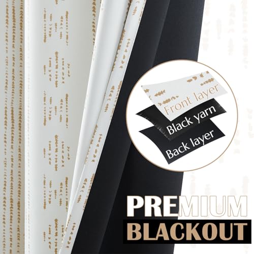 jinchan Boho Blackout Kitchen Tier Curtains, 24 Inch, Taupe on Beige | Taupe geometric print on warm beige, soft blackout backing, 2 panels, rod pocket, for kitchens, bedrooms, RVs and campers - color: Blackout Backing | Taupe on Beige, size: 25"W x 24"L
