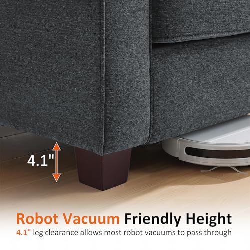 MCombo 67.7" Loveseat Sofa, 2-Seater Small Couch for Small Spaces, Classic Rolled Arm Upholstered Sofa with Solid Wood Legs for Living Room, Removable Cover, Chenille Fabric VE730 (Dark Grey) - color: Dark Grey